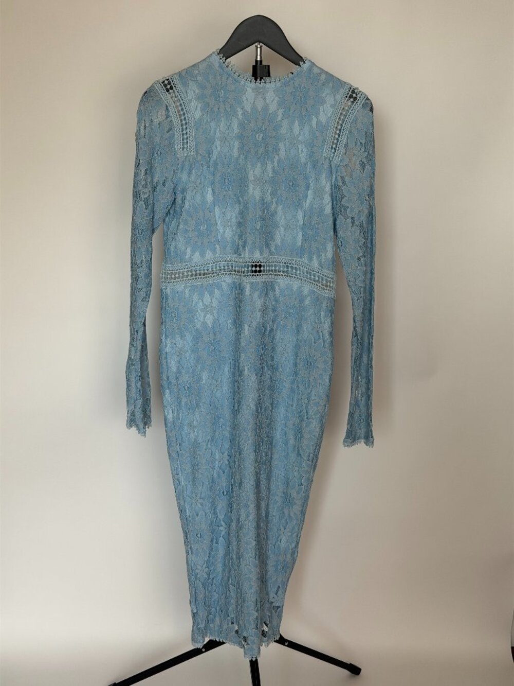 NEW Light Blue Floral Lace Long Sleeve Midi Dress